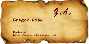Gregor Ádám névjegykártya